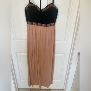 Marineblu Black and Tan Strapless Dress